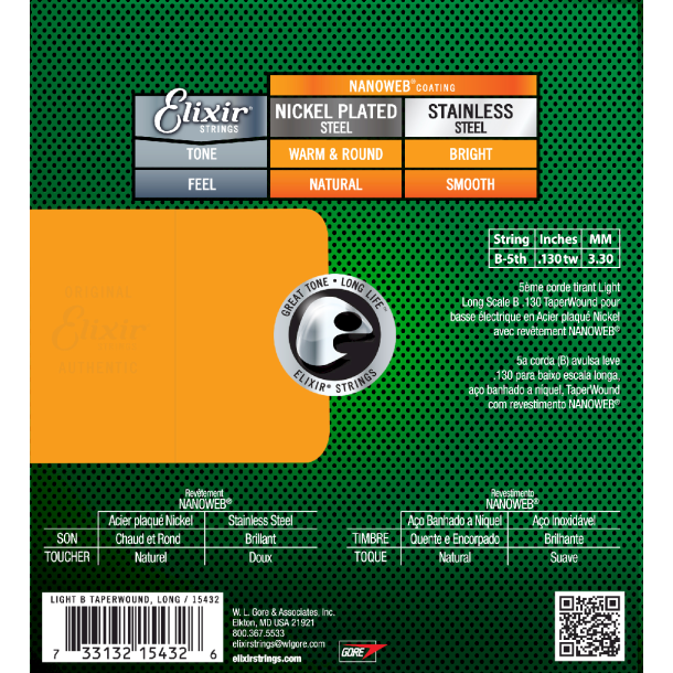 Elixir Nanoweb 15432 130tw H-streng til 5 strenget bas